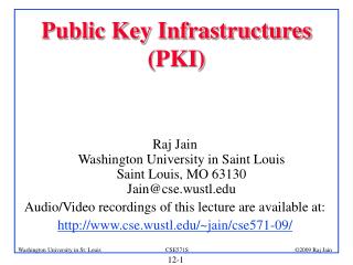 Public Key Infrastructures (PKI)