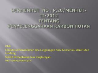 PERMENHUT NO : P.20/Menhut-II/2012 tentang PENYELENGGARAAN KARBON HUTAN