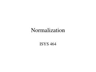 Normalization