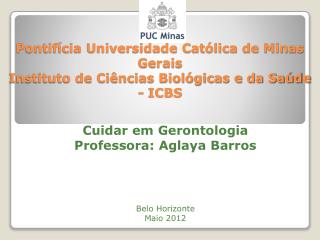 Cuidar em Gerontologia Professora: Aglaya Barros Belo Horizonte Maio 2012