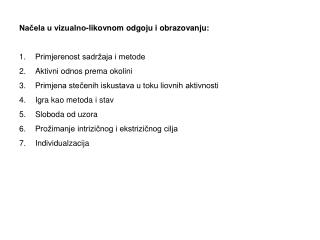Načela u vizualno-likovnom odgoju i obrazovanju: Primjerenost sadržaja i metode