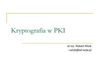 Kryptografia w PKI