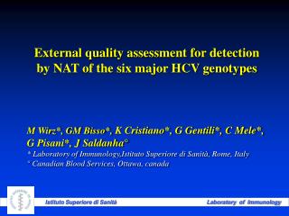 External quality assessment for detection by NAT of the six major HCV genotypes