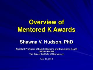 Overview of Mentored K Awards