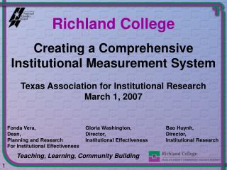 Creating a Comprehensive Institutional Measurement System