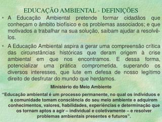 EDUCAÇÃO AMBIENTAL - DEFINIÇÕES