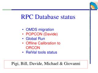 RPC Database status