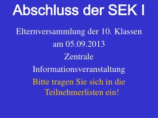 Abschluss der SEK I