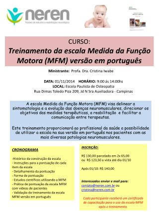 CURSO: Treinamento da escala Medida da Função Motora (MFM) versão em português