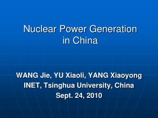 Nuclear Power Generation in China