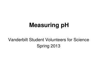 Measuring pH