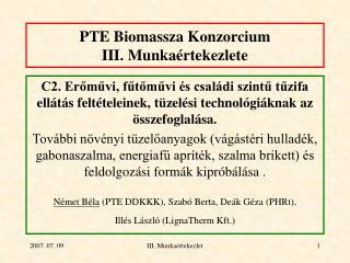 PTE Biomassza Konzorcium III. Munkaértekezlete