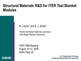 Structural Materials R&amp;D for ITER Test Blanket Modules