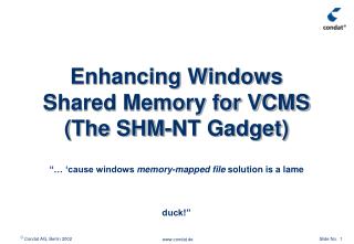 Enhancing Windows Shared Memory for VCMS (The SHM-NT Gadget)