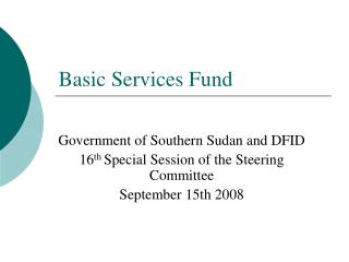 Basic Services Fund