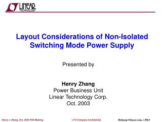 Layout Considerations of Non-Isolated Switching Mode Power Supply