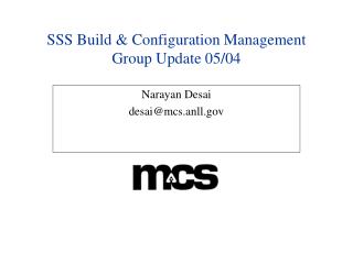 SSS Build &amp; Configuration Management Group Update 05/04