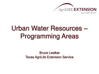 Urban Water Resources – Programming Areas