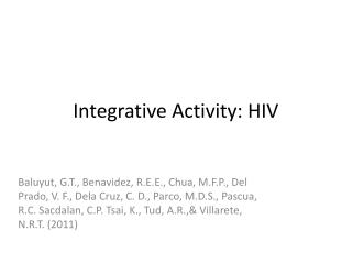 Integrative Activity: HIV