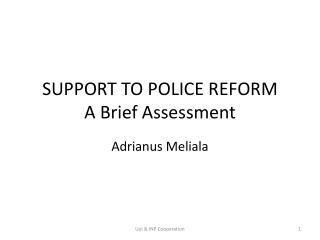 SUPPORT TO POLICE REFORM A Brief Assessment