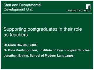 Supporting postgraduates in their role as teachers