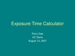Exposure Time Calculator