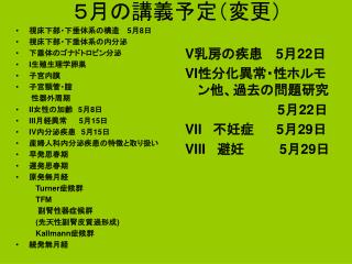 ５月の講義予定（変更）