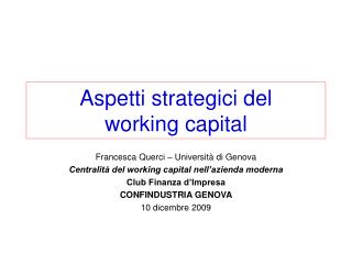 Aspetti strategici del working capital