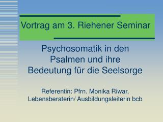 Vortrag am 3. Riehener Seminar