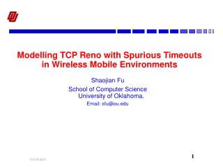 Modelling TCP Reno with Spurious Timeouts in Wireless Mobile Environments