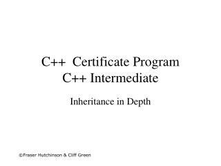 C++ Certificate Program C++ Intermediate
