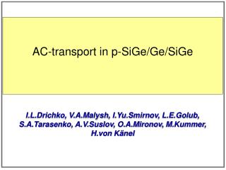 AC-transport in p- SiGe / Ge / SiGe