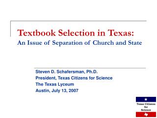Textbook Selection in Texas: An Issue of Separation of Church and State