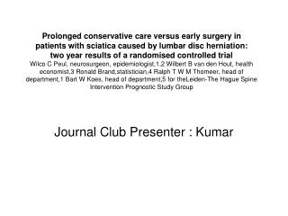 Journal Club Presenter : Kumar