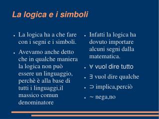 La logica e i simboli