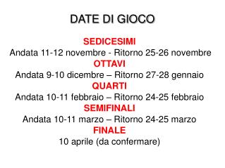 DATE DI GIOCO