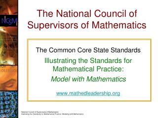 The National Council of Supervisors of Mathematics