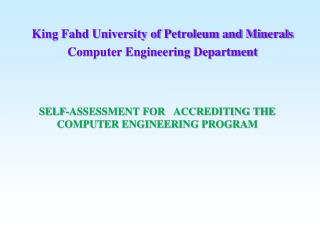 SELF-ASSESSMENT FOR ACCREDITING THE COMPUTER ENGINEERING PROGRAM