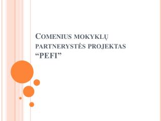 Comenius mokyklų partnerystės projektas “PEFI”
