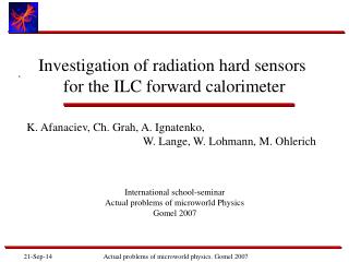 Investigation of radiation hard sensors for the ILC forward calorimeter