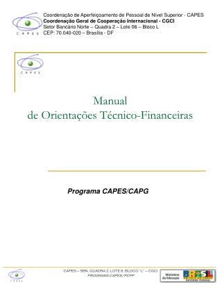 Manual de Orientações Técnico-Financeiras