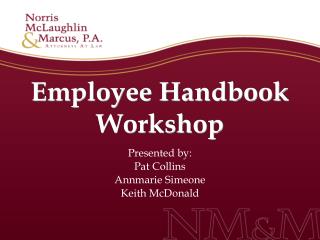 Employee Handbook Workshop