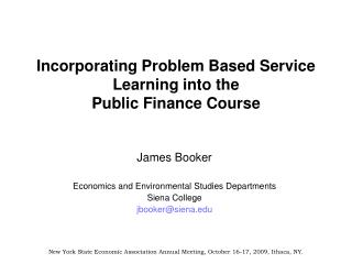 Incorporating Problem Based Service Learning into the Public Finance Course