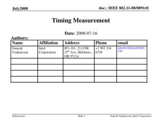 Timing Measurement