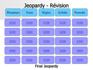Jeopardy - Révision