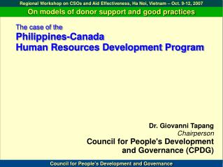 The case of the Philippines-Canada Human Resources Development Program