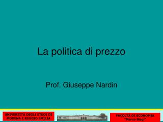 La politica di prezzo