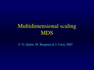 Multidimensional scaling MDS