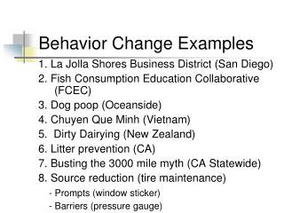 Behavior Change Examples