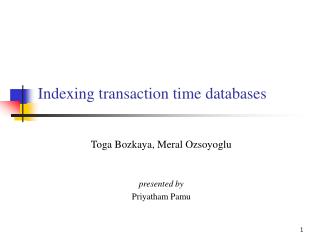 Indexing transaction time databases